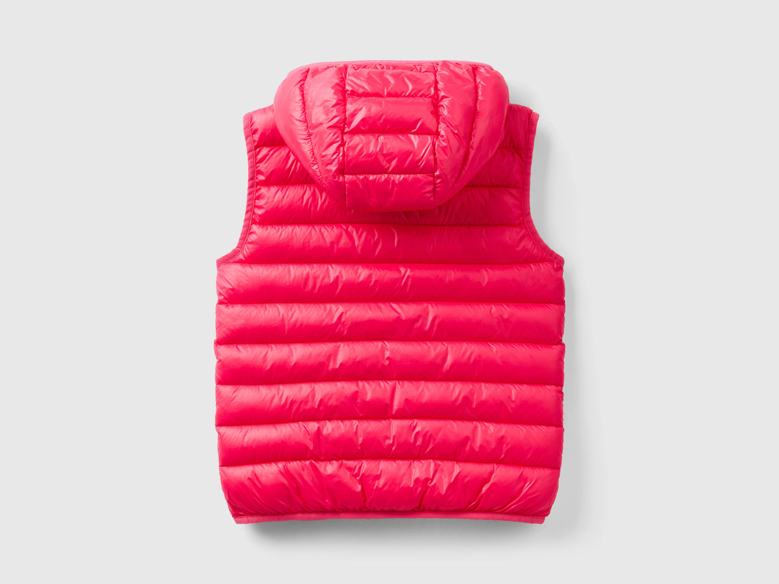 Gilet imbottito con cappuccio da bambina fucsia 2 | Benetton Outlet