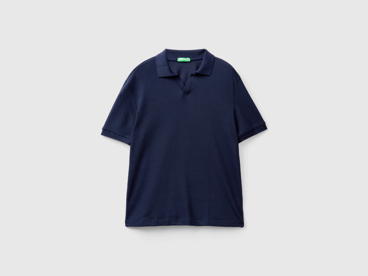 Polo in cotone traforato da uomo blu scuro | Benetton Outlet