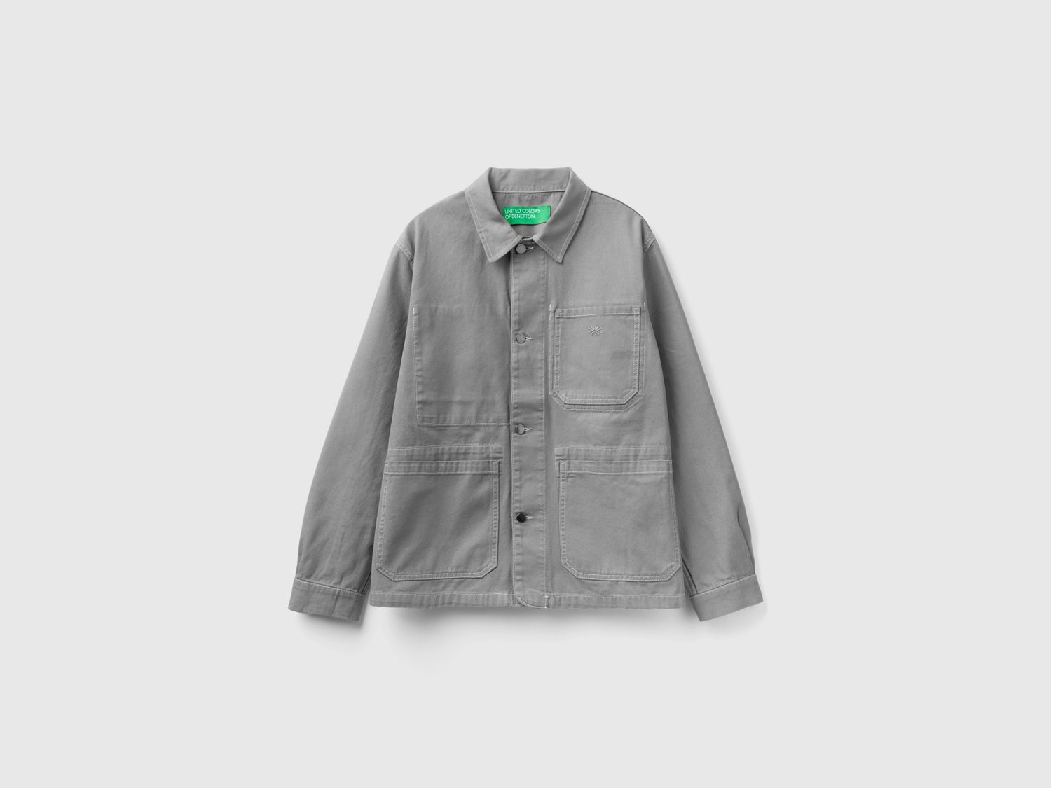 Giacca in tela di cotone da uomo grigio chiaro | Benetton Outlet