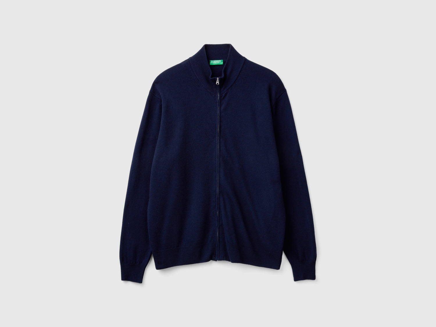 Cardigan con zip blu notte in pura lana Merino da uomo blu scuro | Benetton Outlet