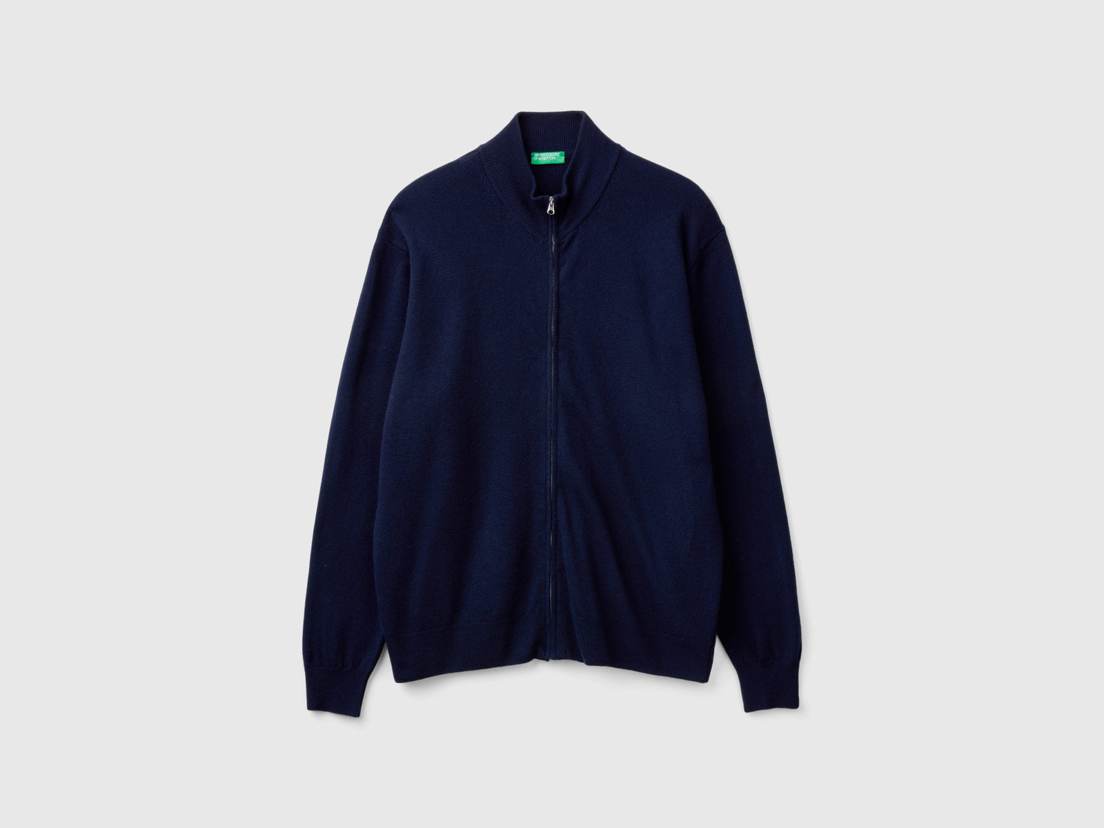 Cardigan con zip blu notte in pura lana Merino da uomo blu scuro | Benetton Outlet