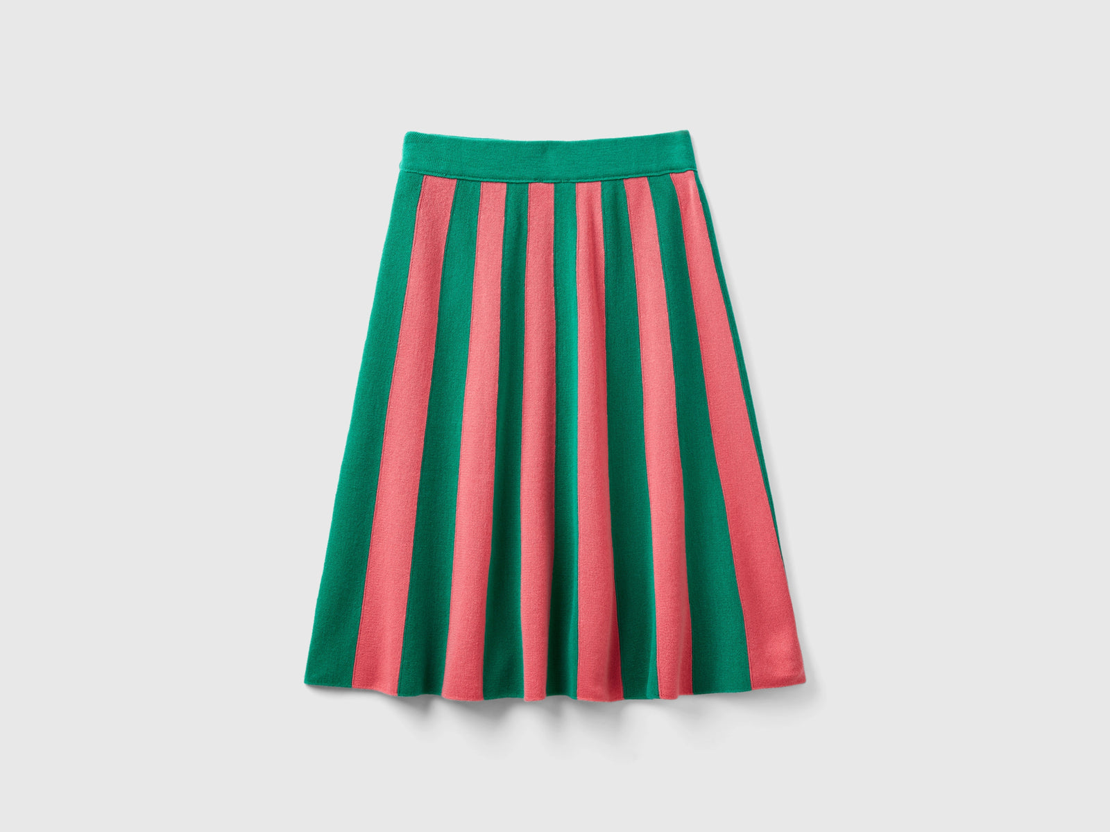Gonna midi a righe verticali da donna rosa 2 | Benetton Outlet