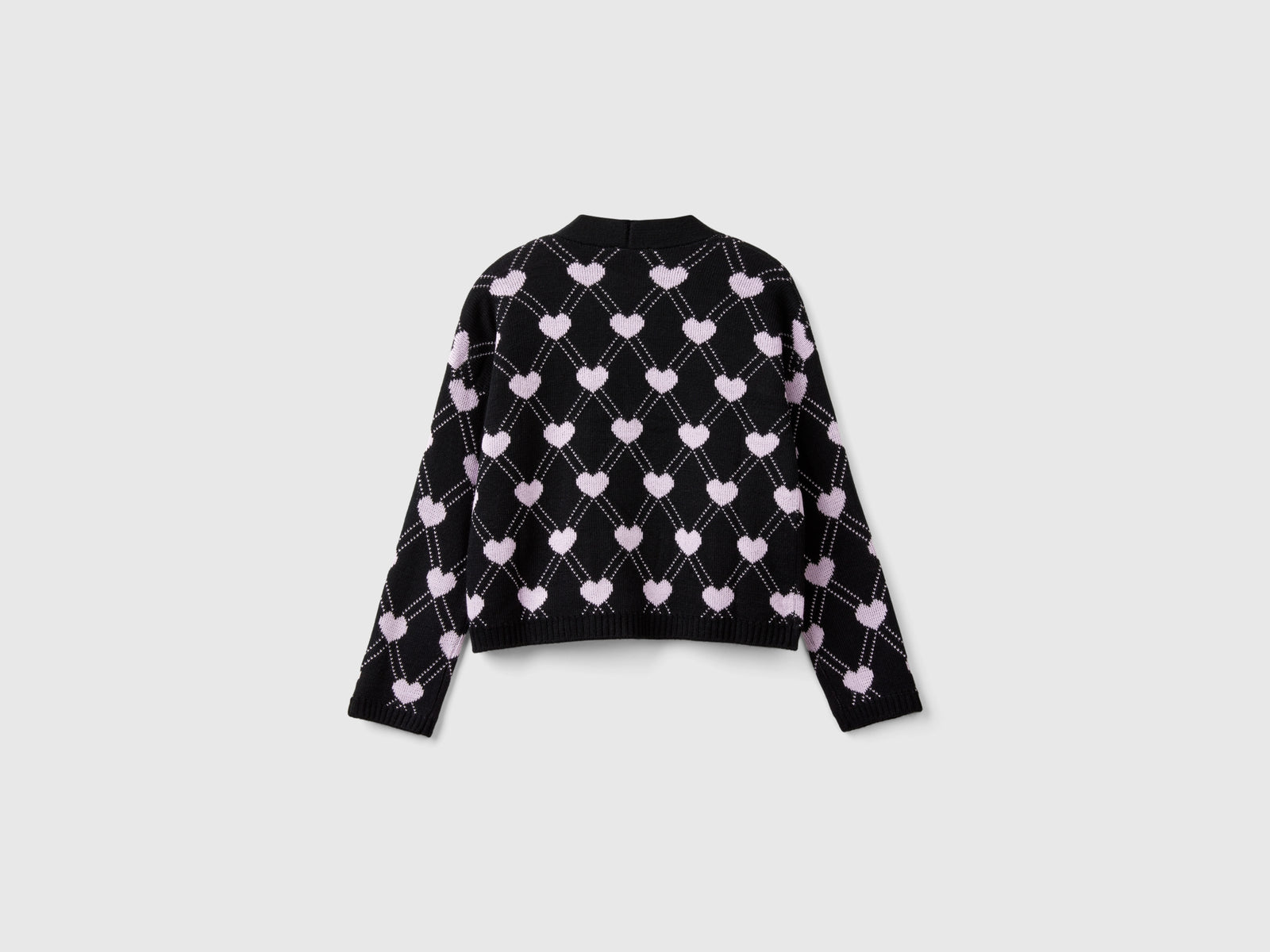 Cardigan con motivo cuori da bambina nero 2 | Benetton Outlet