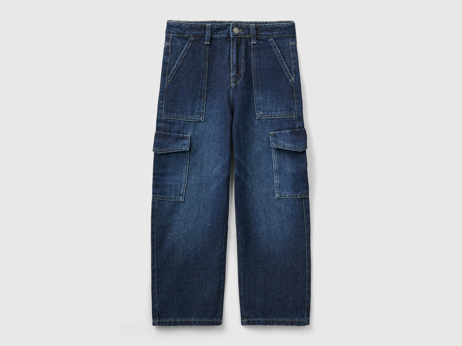 Jeans cargo in denim da bambina blu | Benetton Outlet