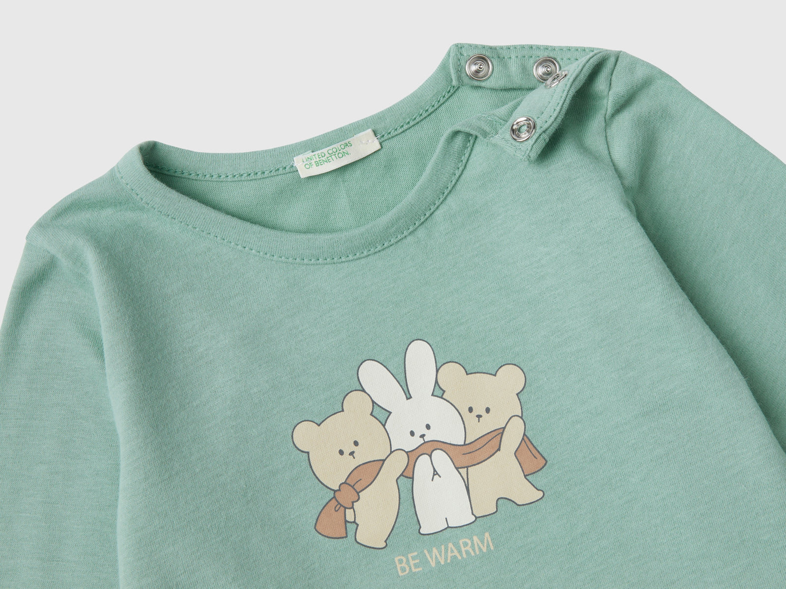 T-shirt in caldo cotone bio da neonato verde acqua 2 | Benetton Outlet