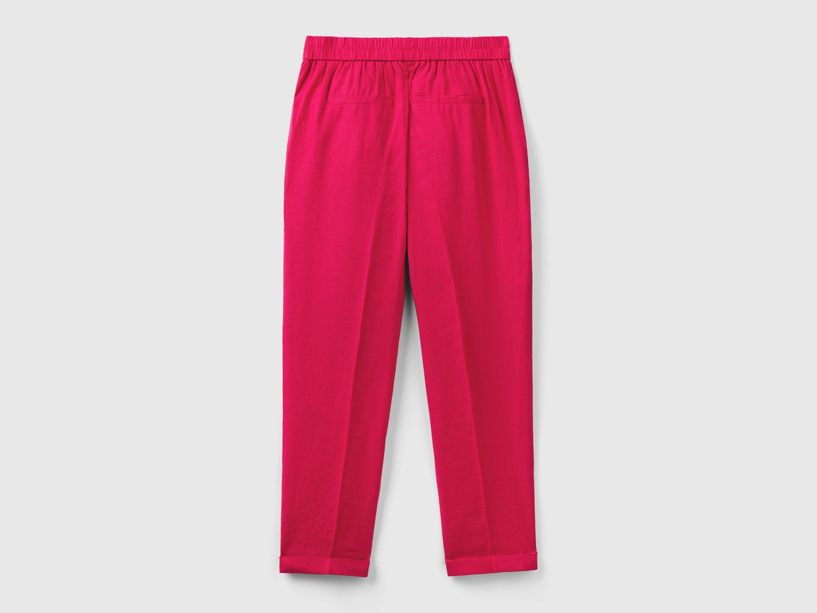 Pantaloni cropped in 100% lino da donna ciclamino 2 | Benetton Outlet