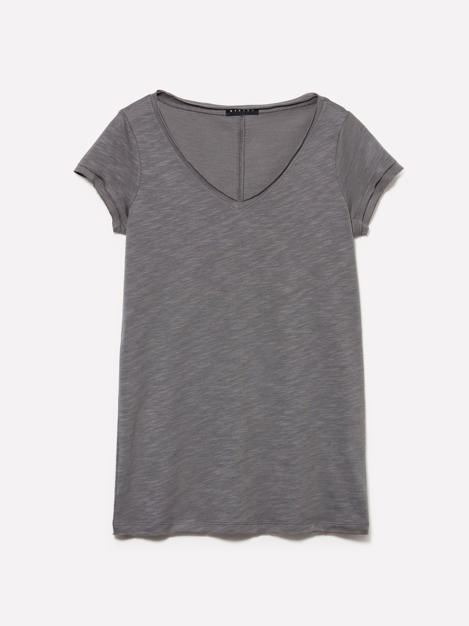 T-shirt con scollo a V e taglio a vivo da donna grigio scuro | Sisley Outlet