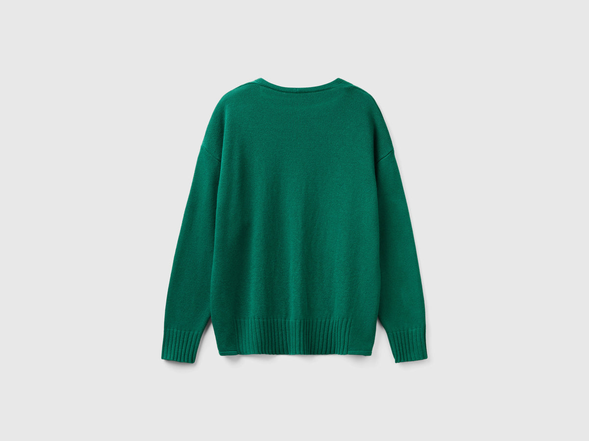 Maglia scollo a V in misto lana