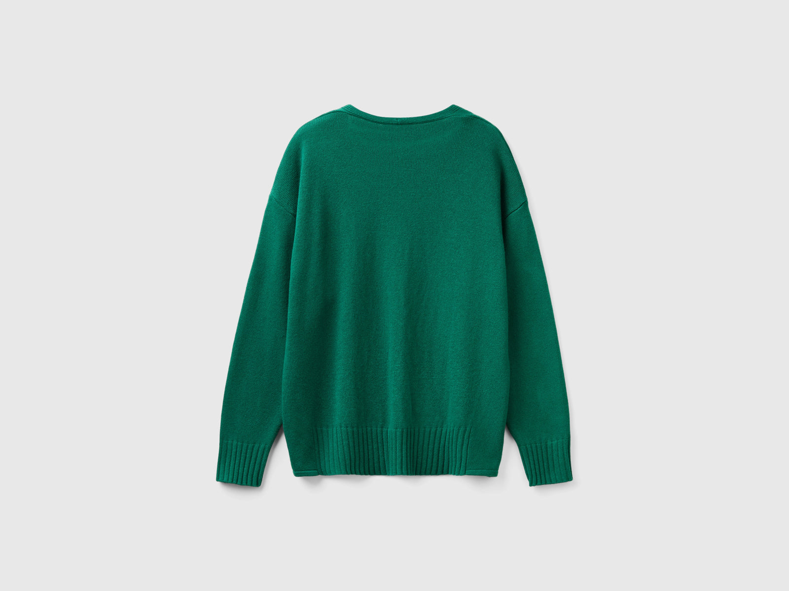 Maglia scollo a V in misto lana da donna verde scuro 2 | Benetton Outlet