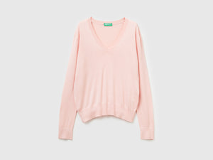 Maglia con scollo a V in misto seta