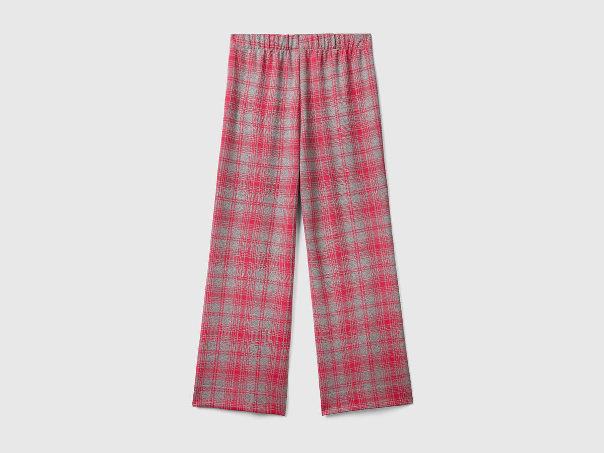 Pantaloni lunghi in misto viscosa elasticizzata con taglio a palazzo