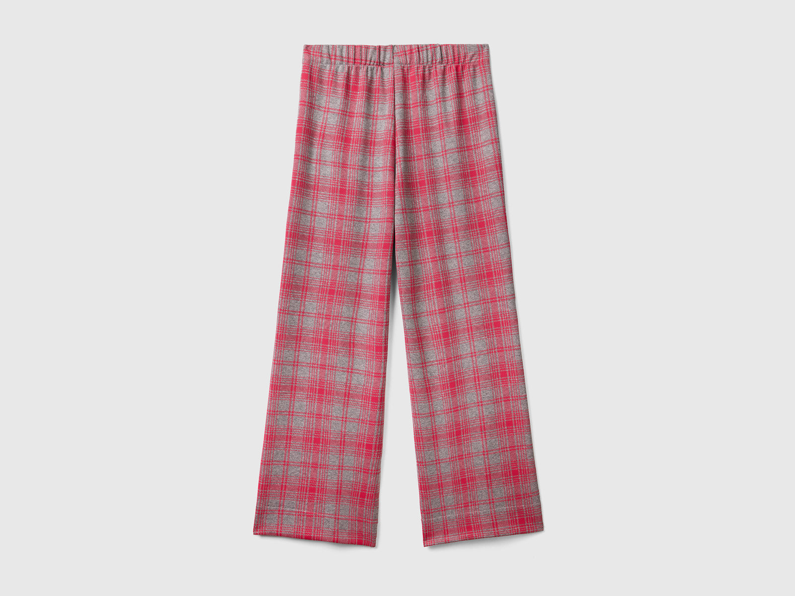 Pantaloni lunghi in misto viscosa elasticizzata con taglio a palazzo da donna grigio chiaro 2 | Benetton Outlet