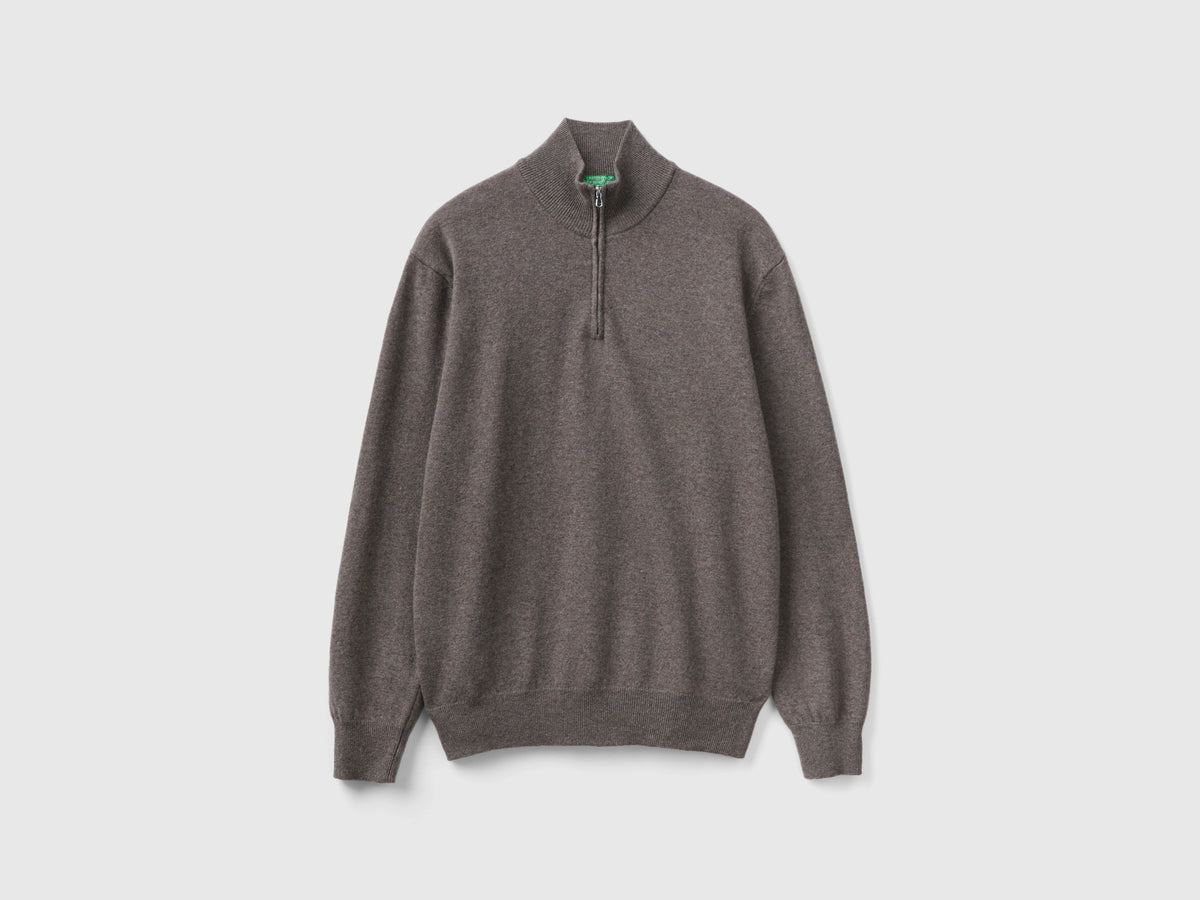 Maglia zippata in 100% lana Merino