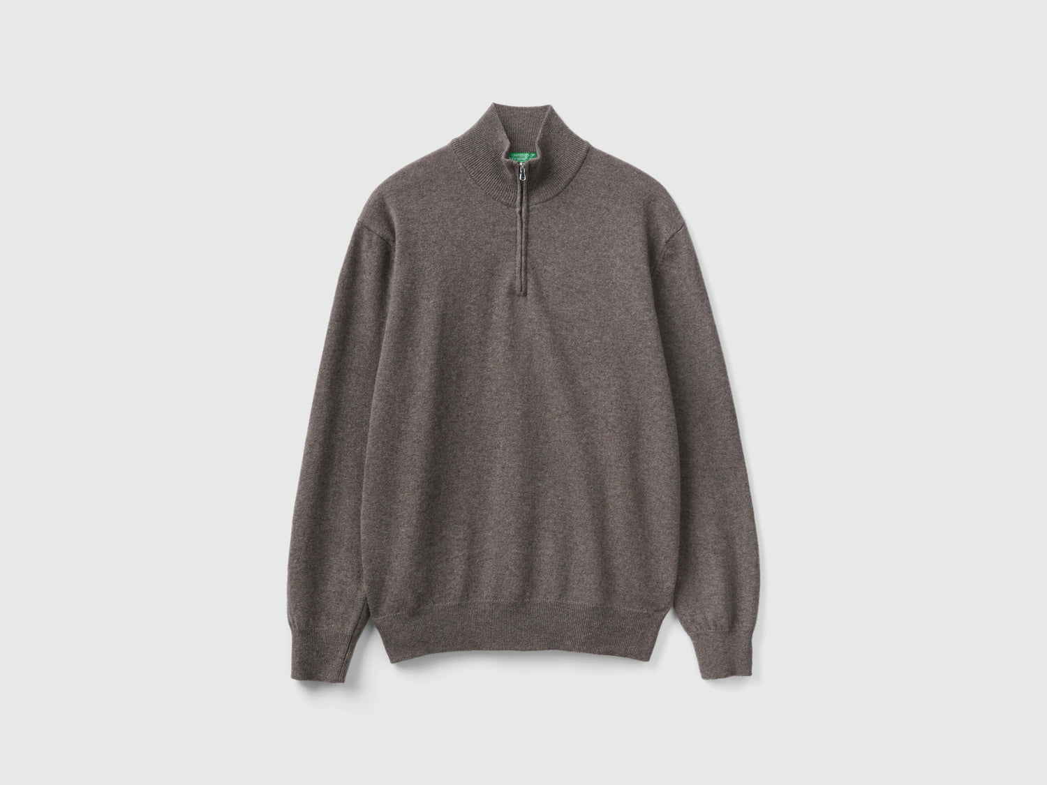 Maglia zippata in 100% lana Merino da uomo marrone | Benetton Outlet