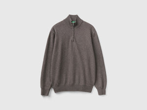 Maglia zippata in 100% lana Merino