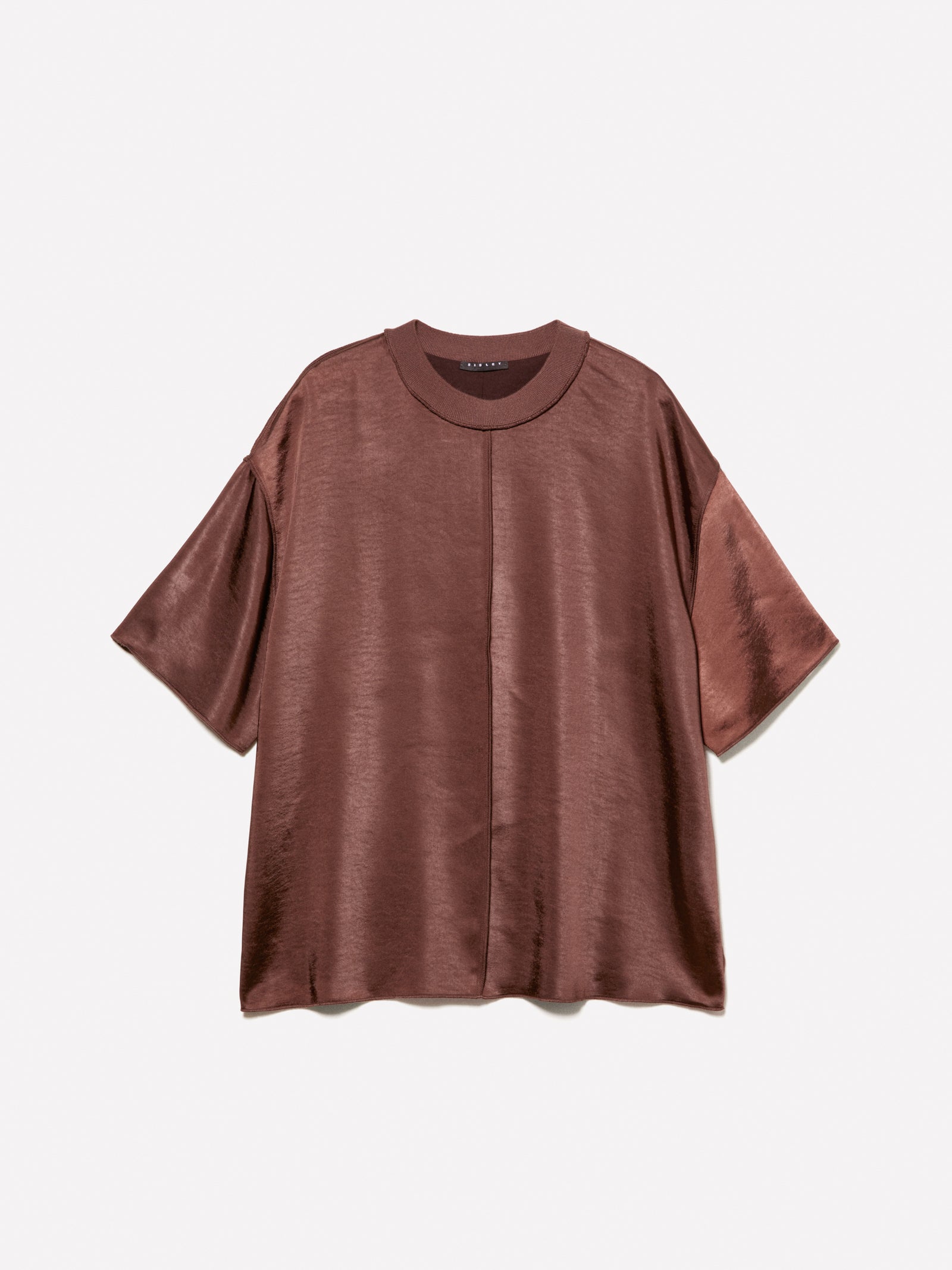 Blusa over fit in satin scuro da donna marrone | Sisley Outlet