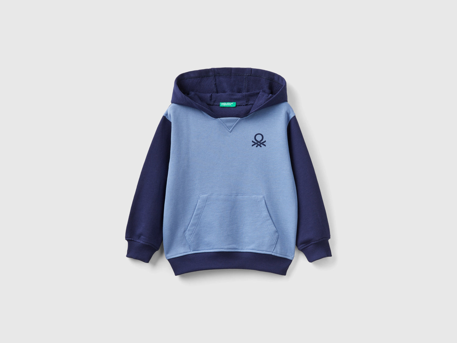 Felpa con cappuccio 100% cotone da bimbo blu | Benetton Outlet