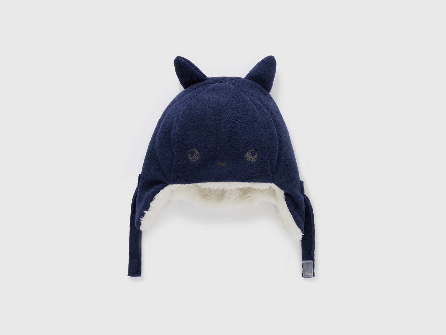 Cappello con paraorecchie in pile da neonato blu scuro | Benetton Outlet