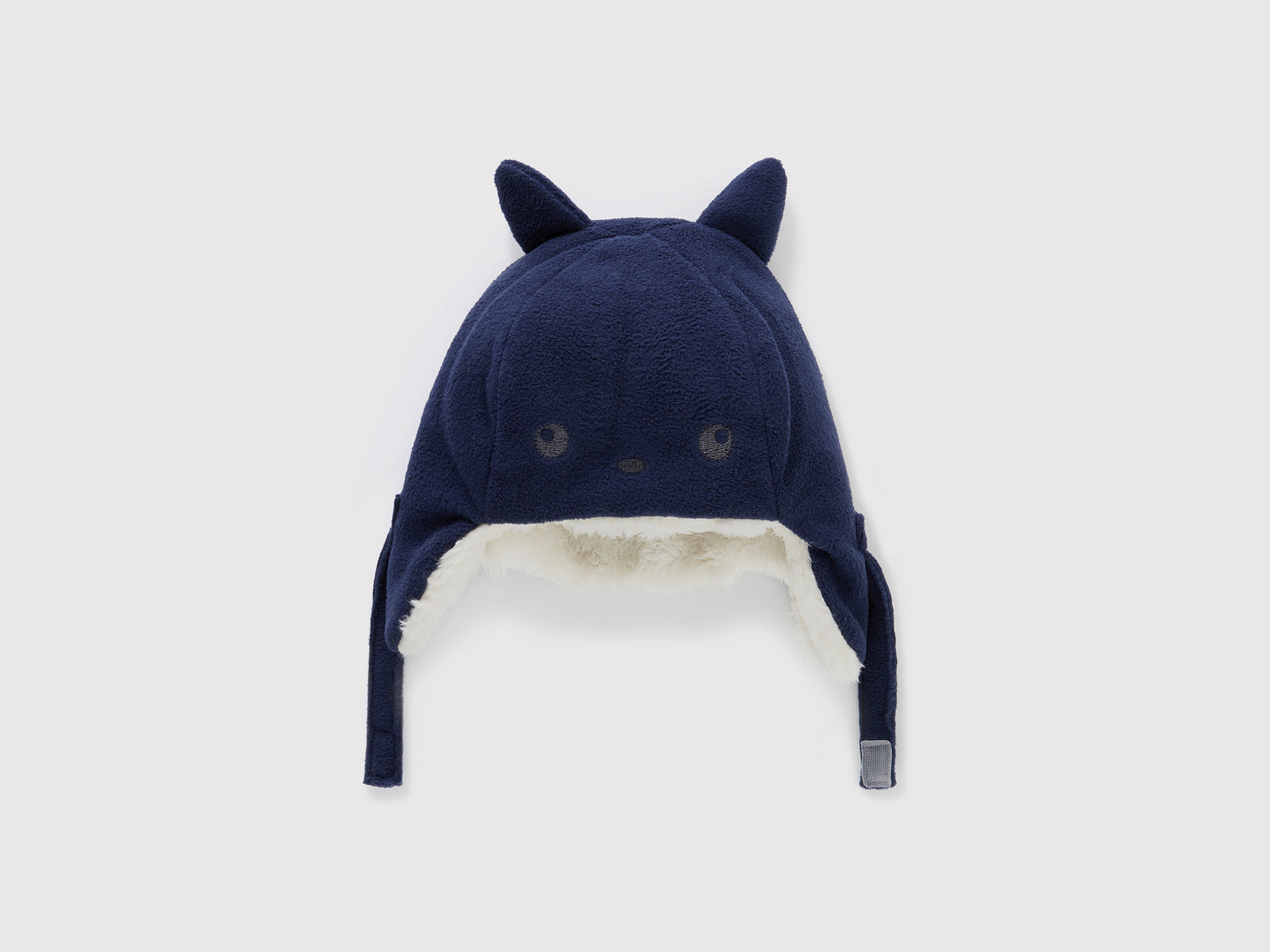 Cappello con paraorecchie in pile da neonato blu scuro | Benetton Outlet