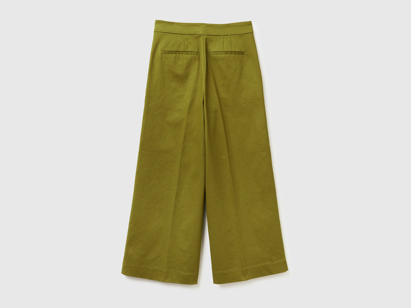 Pantaloni ampi a vita alta da donna verde militare 2 | Benetton Outlet