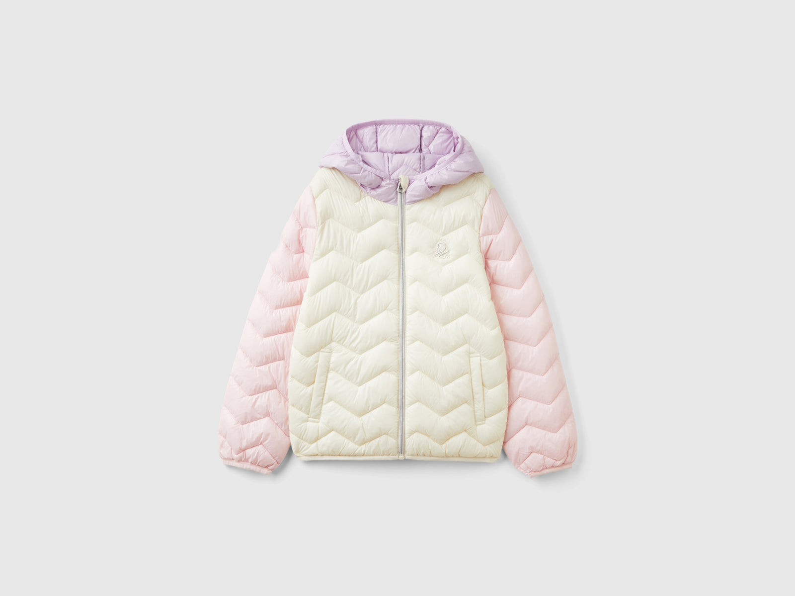 Giubbino imbottito con cappuccio da bambina multi-color | Benetton Outlet