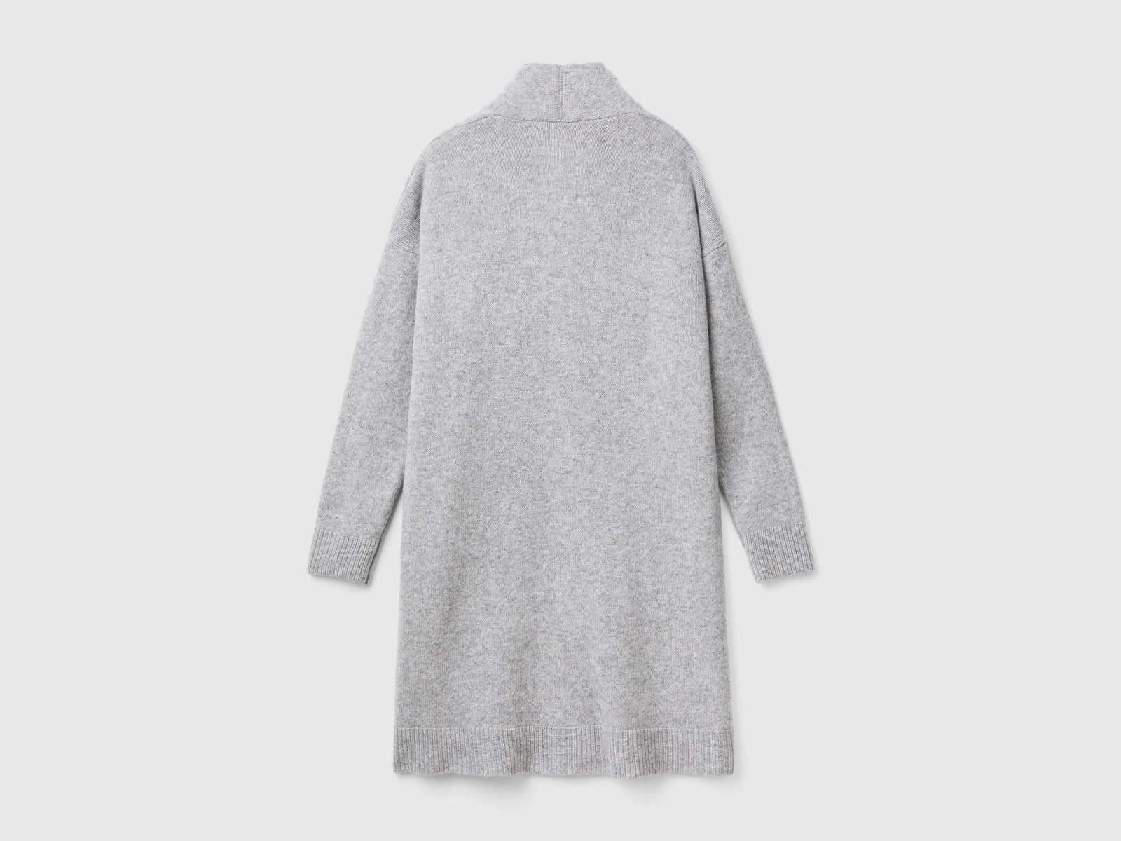 Cardigan lungo in pura lana Shetland da donna grigio chiaro 2 | Benetton Outlet