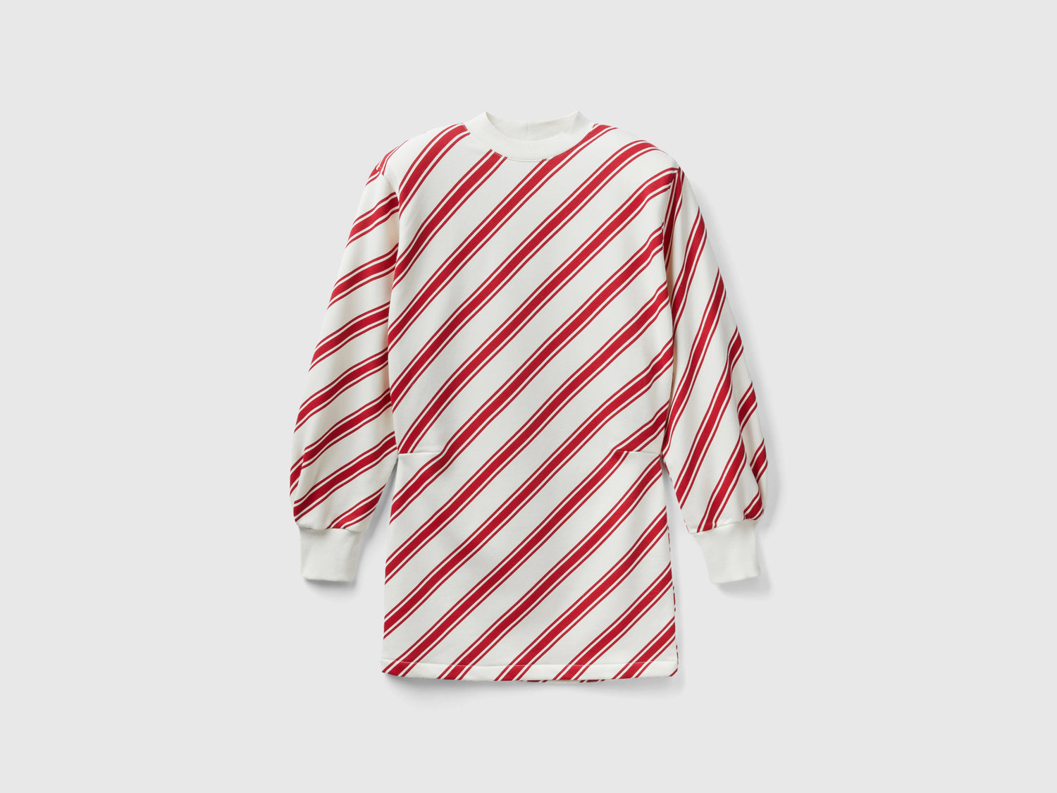 Abito corto a righe regimental da donna bianco | Benetton Outlet
