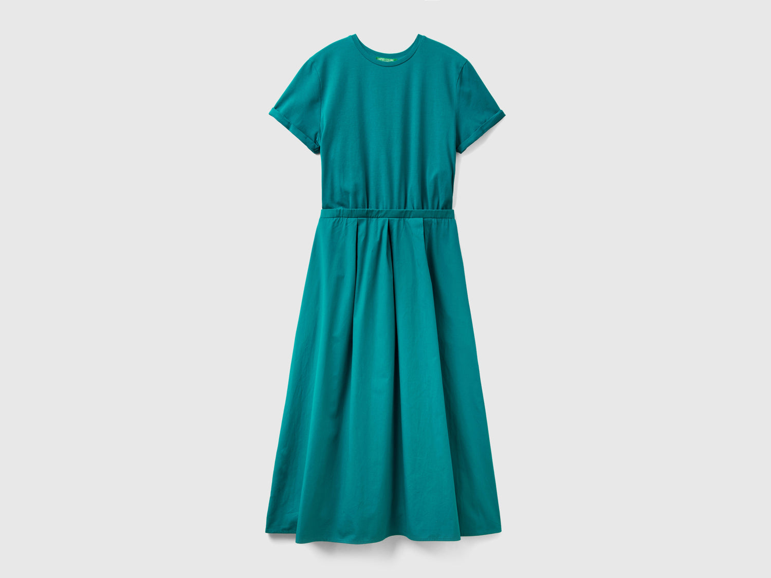 Vestito lungo in cotone da donna verde | Benetton Outlet