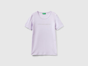 T-shirt 100% cotone con stampa logo glitter