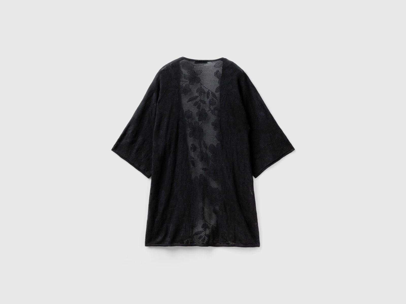 Cardigan lungo con motivo fiori da donna nero 2 | Benetton Outlet