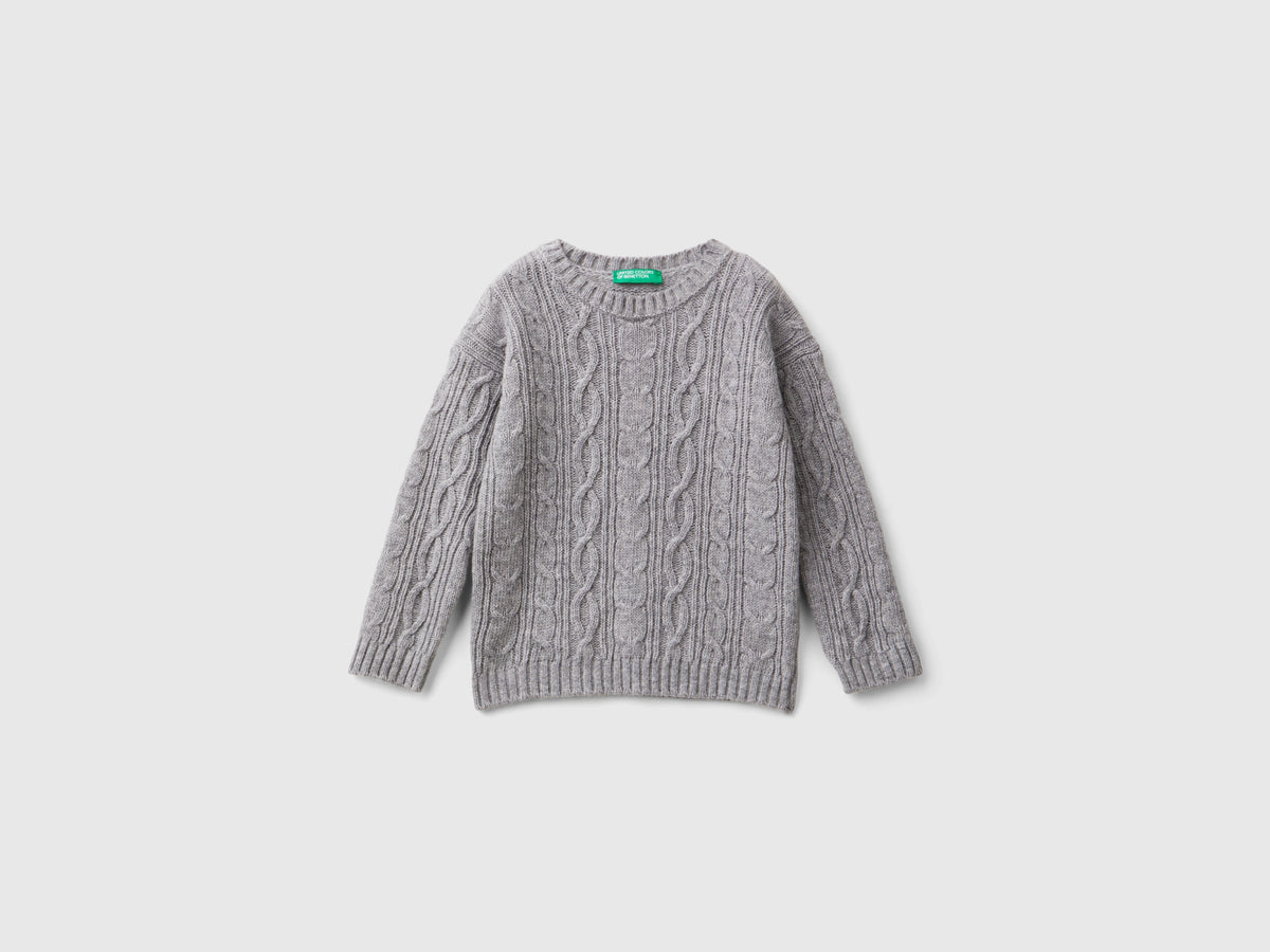 Maglia con trecce in misto lana