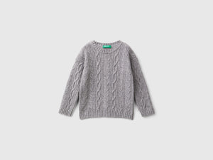 Maglia con trecce in misto lana