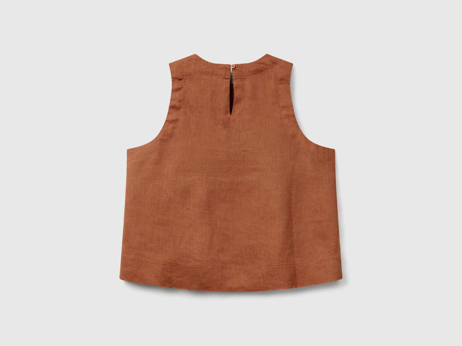 Top smanicato in puro lino da donna bruciato 2 | Benetton Outlet