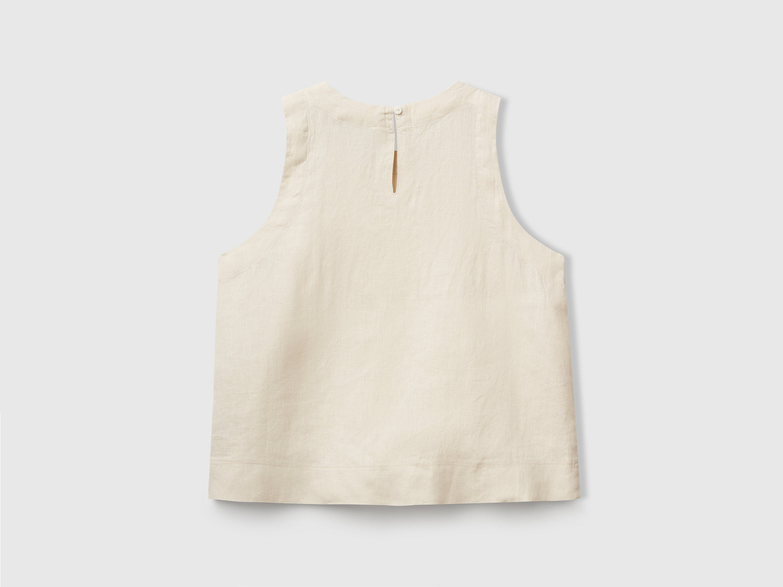 Top smanicato in puro lino da donna beige 2 | Benetton Outlet