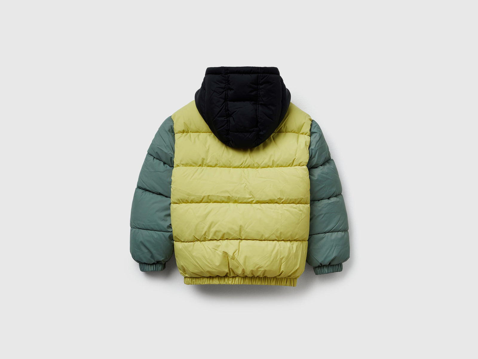 Giubbotto imbottito con cappuccio da bambino senape 2 | Benetton Outlet