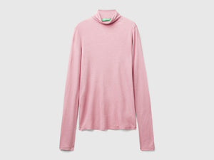 T-shirt lupetto in misto viscosa e cashmere