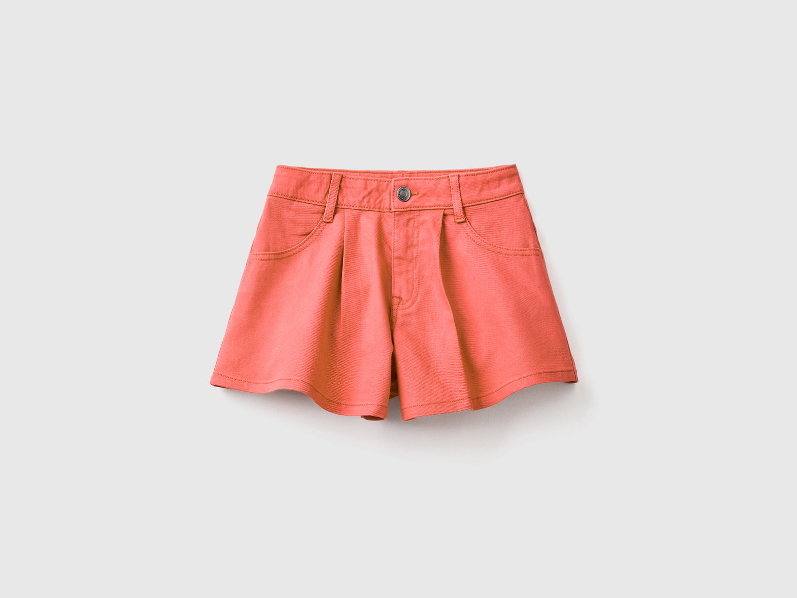 Pantaloncini corti in cotone elasticizzato da bambina arancione | Benetton Outlet