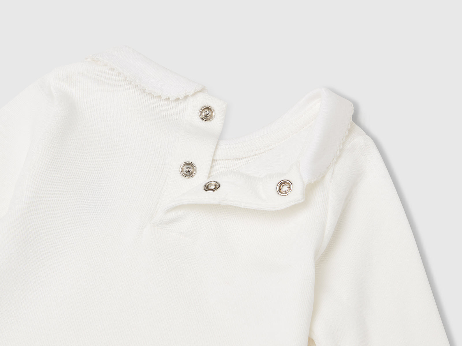 Body con colletto in cotone da neonato bianco panna 3 | Benetton Outlet