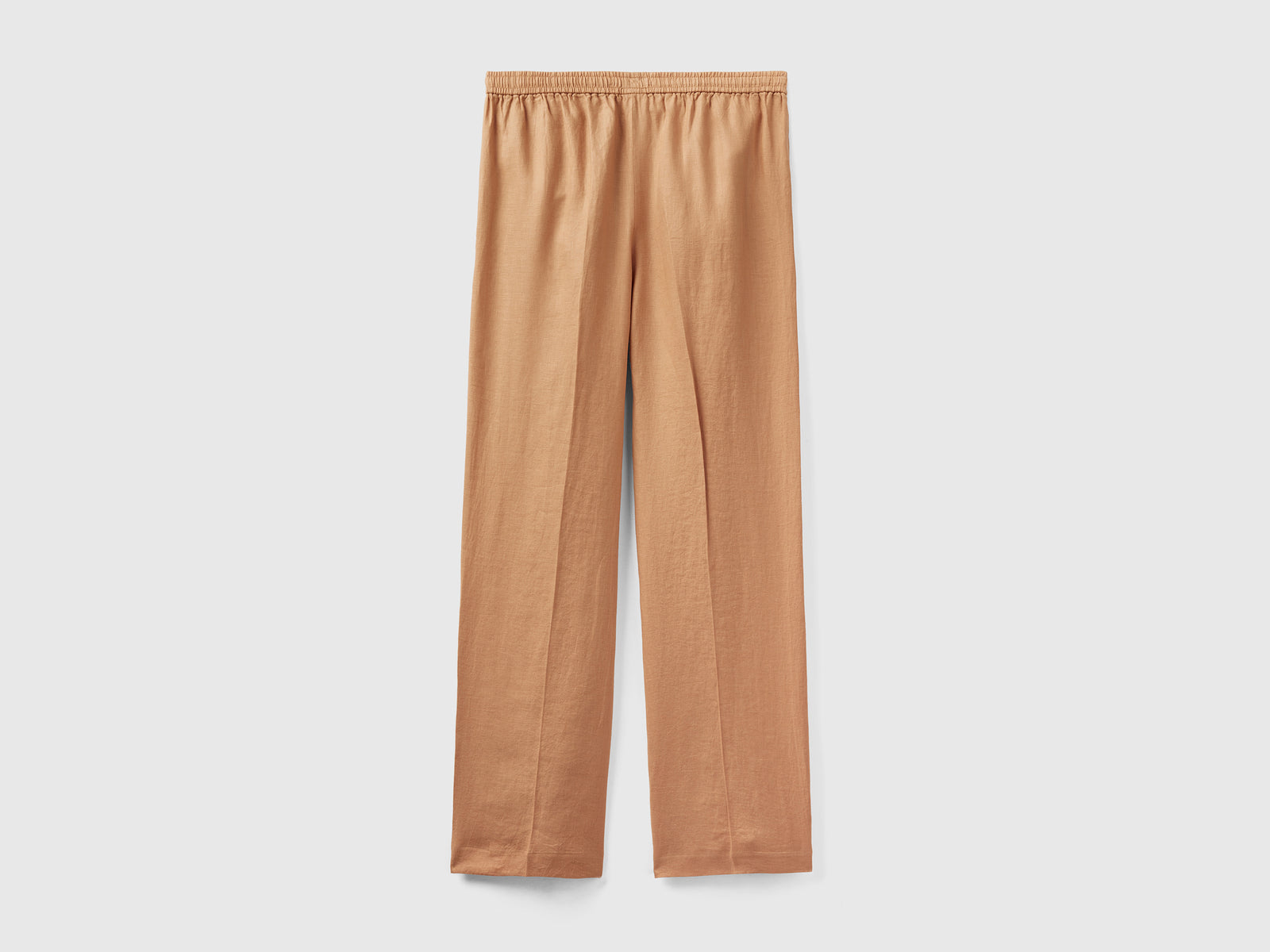 Pantaloni in puro lino con elastico da donna beige 2 | Benetton Outlet