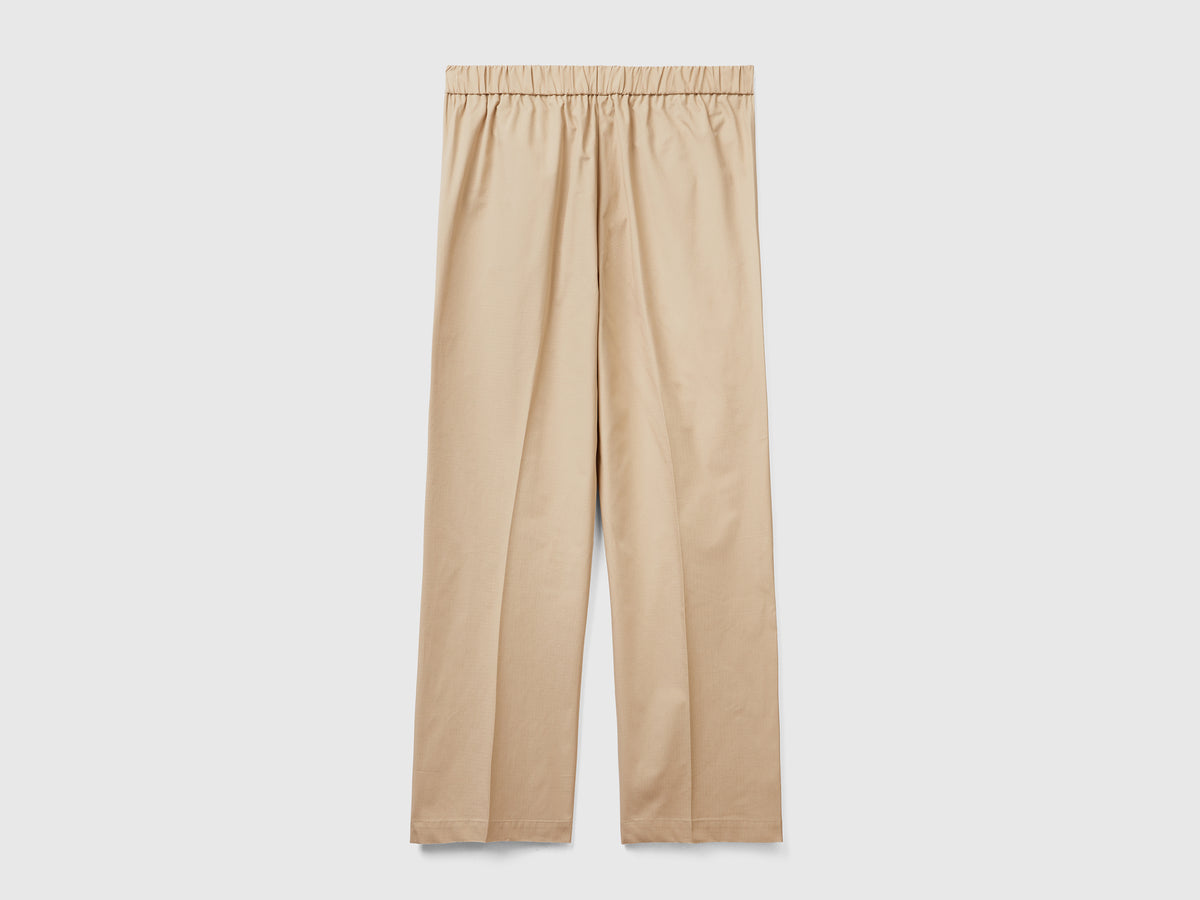 Pantaloni lunghi in puro cotone con gamba morbida