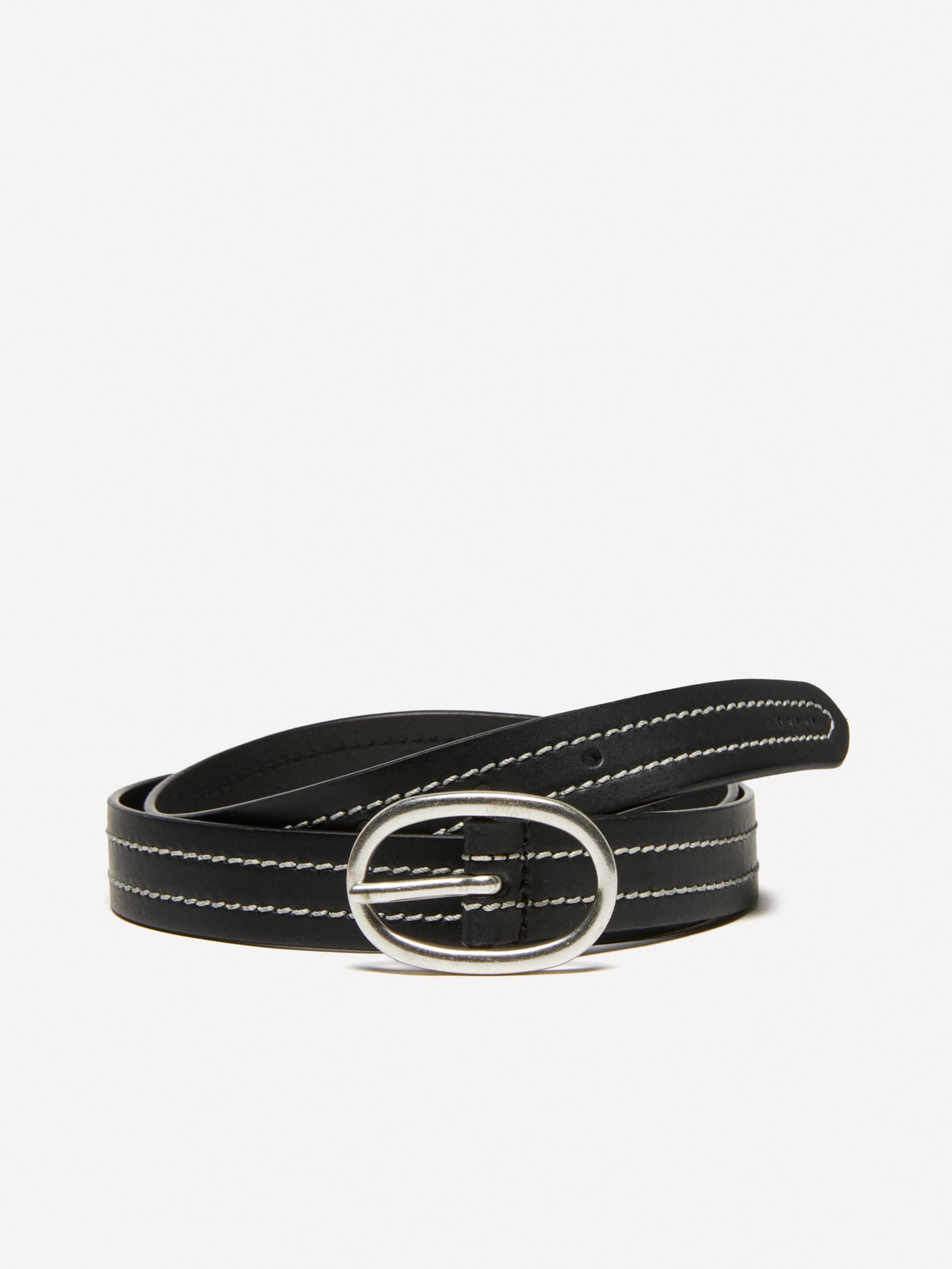 Cintura in pelle con impunture da donna nero | Sisley Outlet