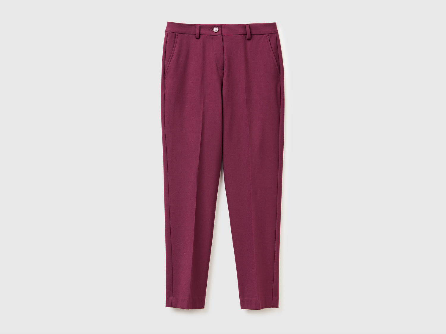 Pantaloni in misto viscosa stretch da donna bordeaux | Benetton Outlet