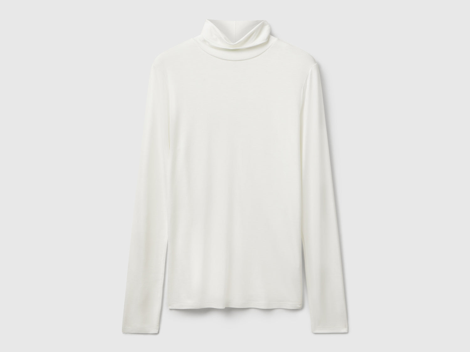 T-shirt lupetto in viscosa stretch da donna bianco panna | Benetton Outlet