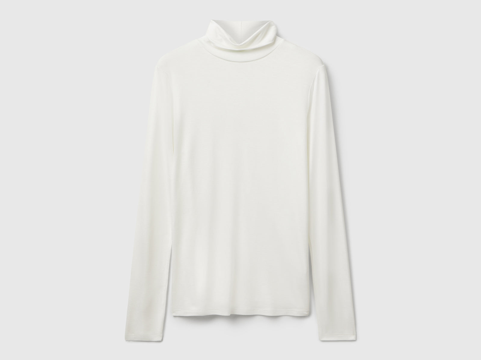 T-shirt lupetto in viscosa stretch da donna bianco panna | Benetton Outlet