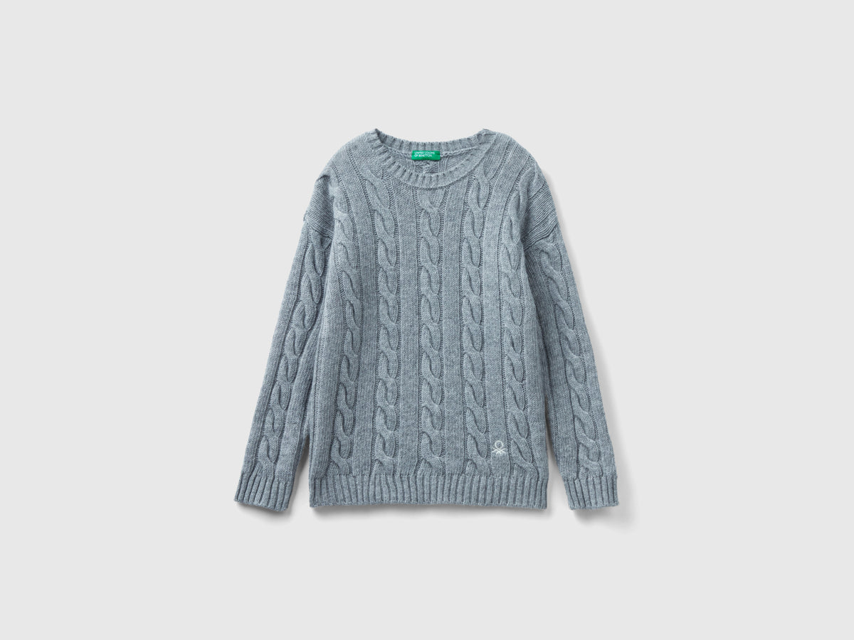 Maglia con trecce in misto lana