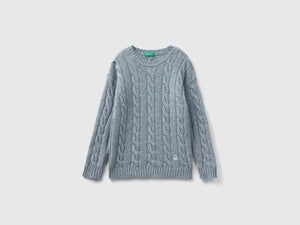 Maglia con trecce in misto lana
