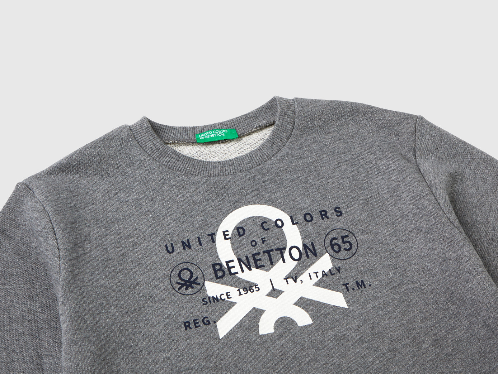 Felpa con stampa logo da bambino grigio scuro 3 | Benetton Outlet