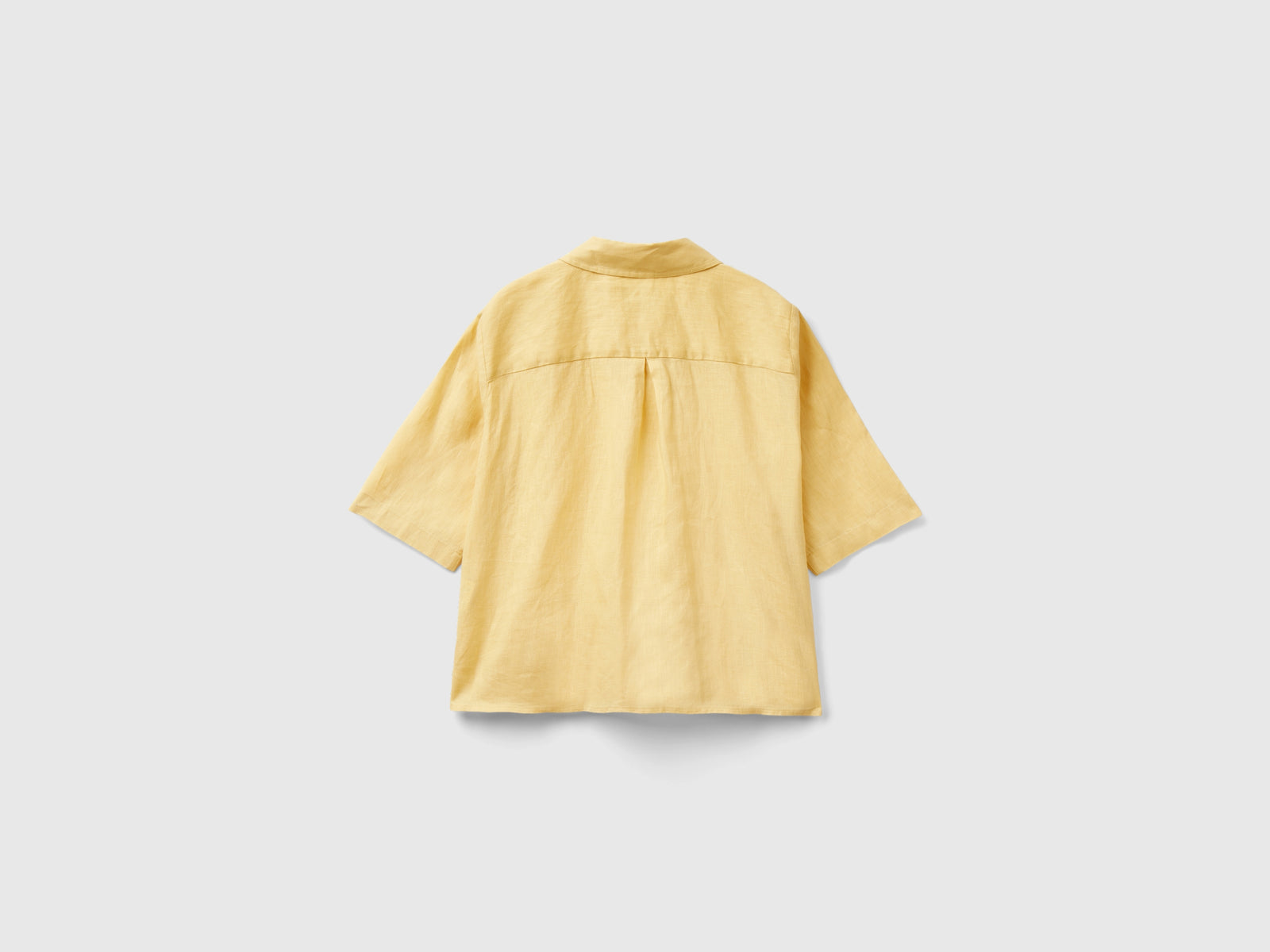 Camicia corta in puro lino da donna giallo 2 | Benetton Outlet