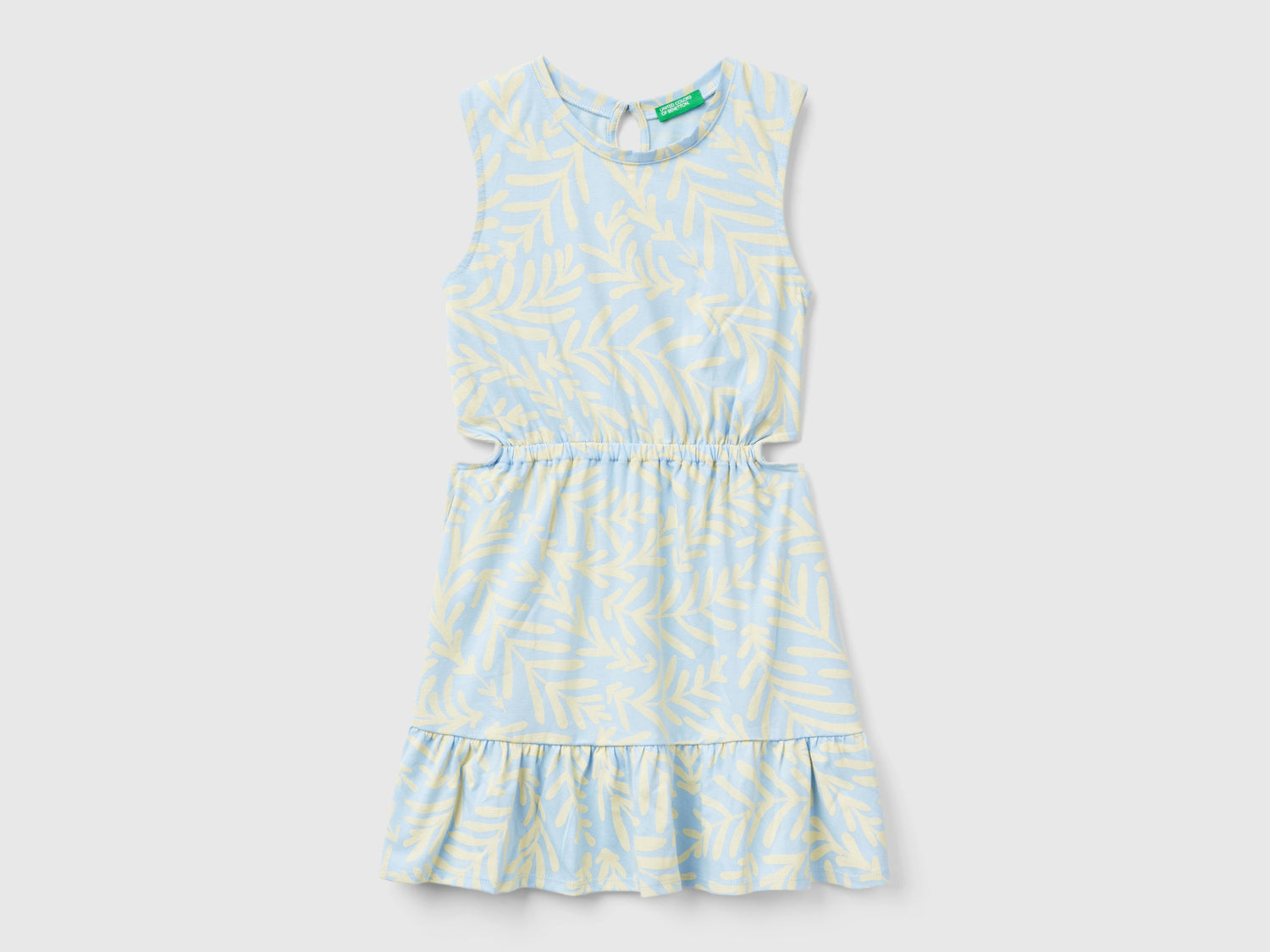 Vestito con stampa tropicale da bambina celeste | Benetton Outlet