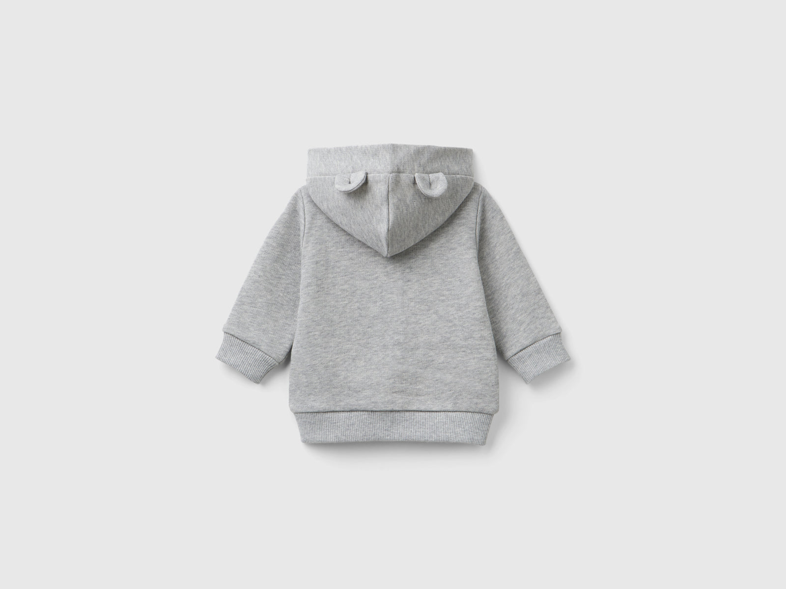 Felpa con cappuccio in cotone bio da neonato grigio chiaro 2 | Benetton Outlet
